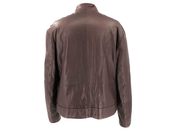 Brunello Cucinelli leather jacket in burghundy - view 2