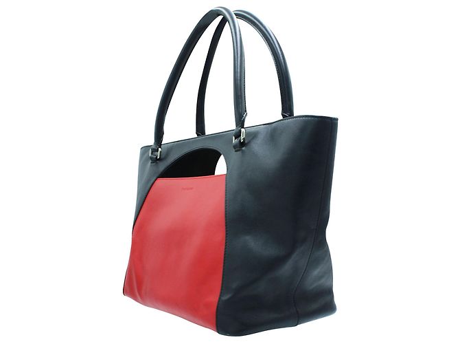 JW Anderson Borsa a mano in pelle blu navy e rossa - vista 2