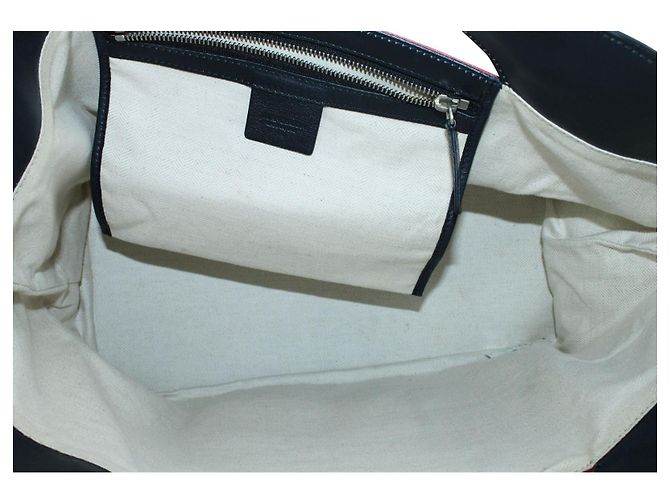 JW Anderson Borsa a mano in pelle blu navy e rossa - vista 5