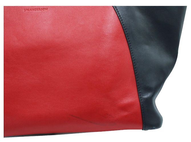JW Anderson Borsa a mano in pelle blu navy e rossa - vista 7