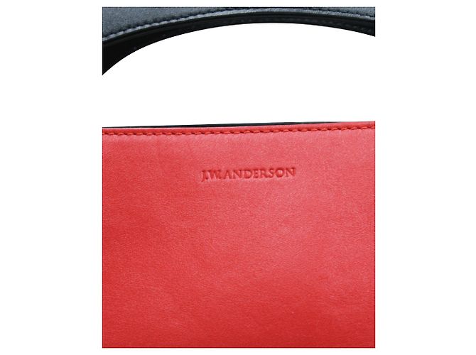 JW Anderson Borsa a mano in pelle blu navy e rossa - vista 8