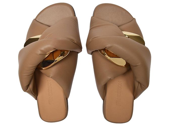 JW Anderson Flat Twist Sandalen aus beigem Leder - Ansicht 3