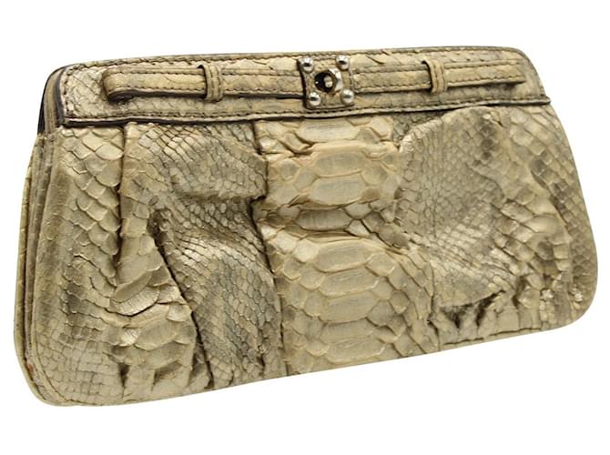 Zagliani Goldene Clutch aus Pythonleder Metallisch - Ansicht 2