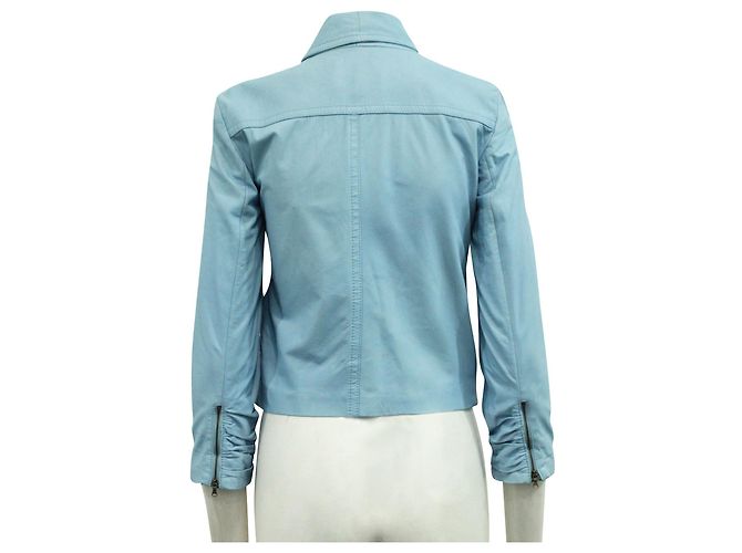 Alice + Olivia Cazadora Biker De Piel De Cordero Azul Bebé - vista 3