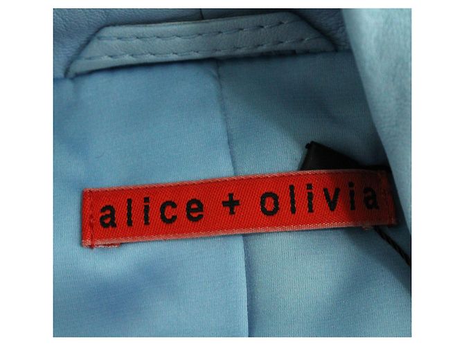 Alice + Olivia Cazadora Biker De Piel De Cordero Azul Bebé - vista 5