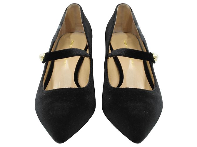 Loeffler Randall Tacchi a punta in velluto nero con gattino - vista 3