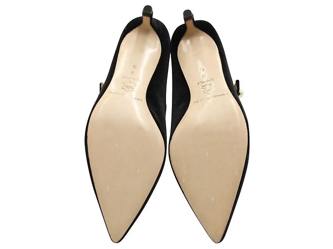 Loeffler Randall Tacchi a punta in velluto nero con gattino - vista 5