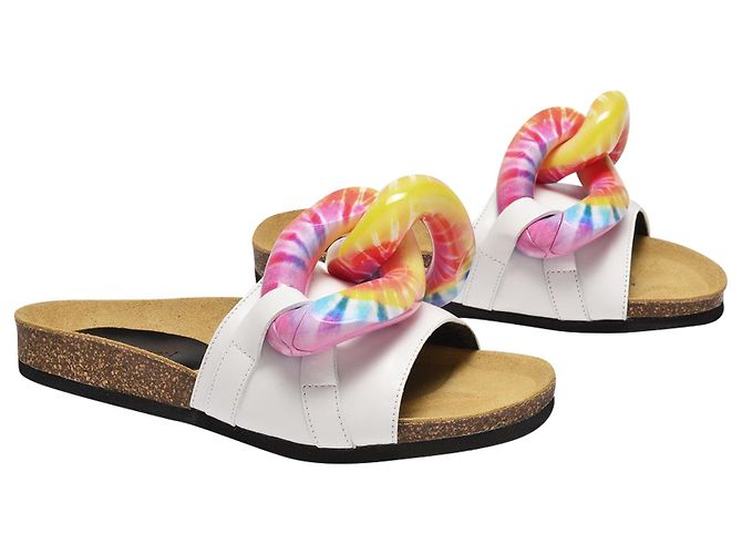 JW Anderson Chanclas De Cadena En Piel Blanca - vista 2