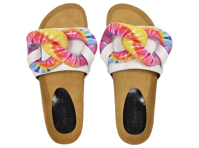 JW Anderson Chanclas De Cadena En Piel Blanca - vista 3