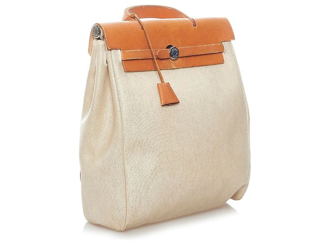 Hermès Zaino Hermes Brown Herbag Canvas Marrone Beige Arancione - vista 2