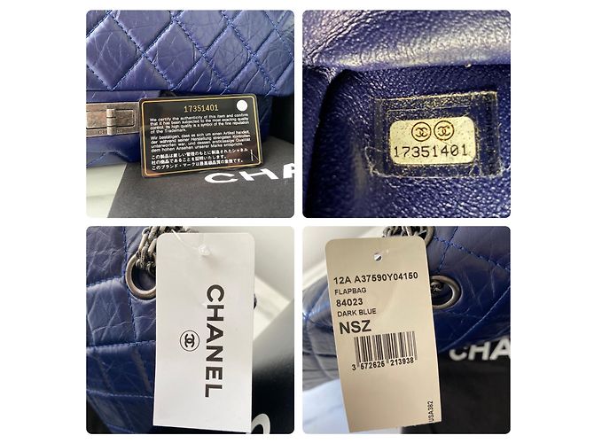 Chanel 2.55 Reissue Bolsa de couro de vitelo acolchoado azul - vista 10
