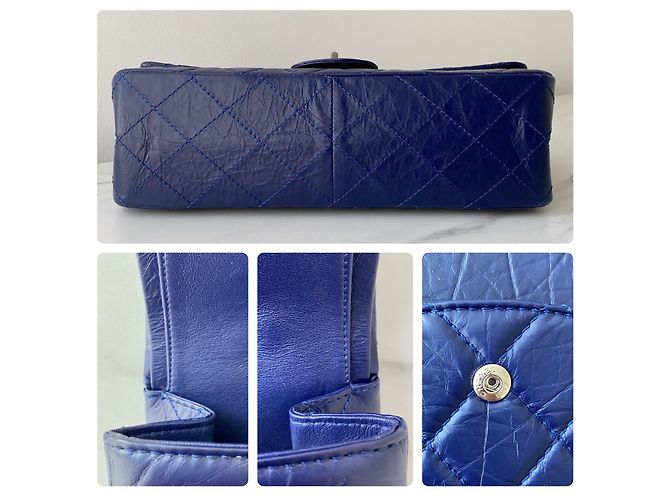 Chanel 2.55 Reissue Bolsa de couro de vitelo acolchoado azul - vista 4