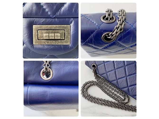 Chanel 2.55 Reissue Bolsa de couro de vitelo acolchoado azul - vista 6