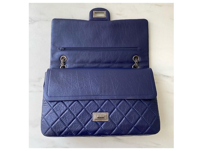 Chanel 2.55 Reissue Bolsa de couro de vitelo acolchoado azul - vista 7