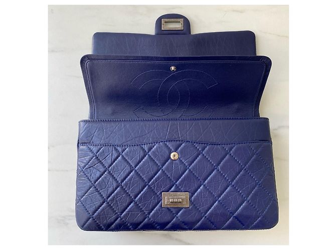 Chanel 2.55 Reissue Bolsa de couro de vitelo acolchoado azul - vista 8