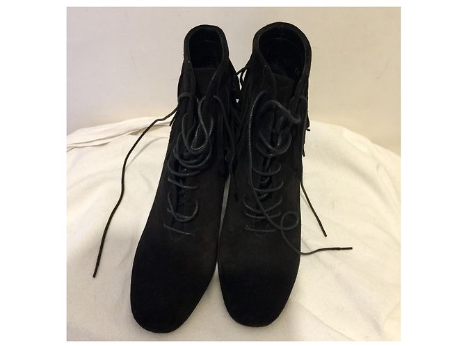 Stivaletti Saint Laurent stringati con frange Nero - vista 3