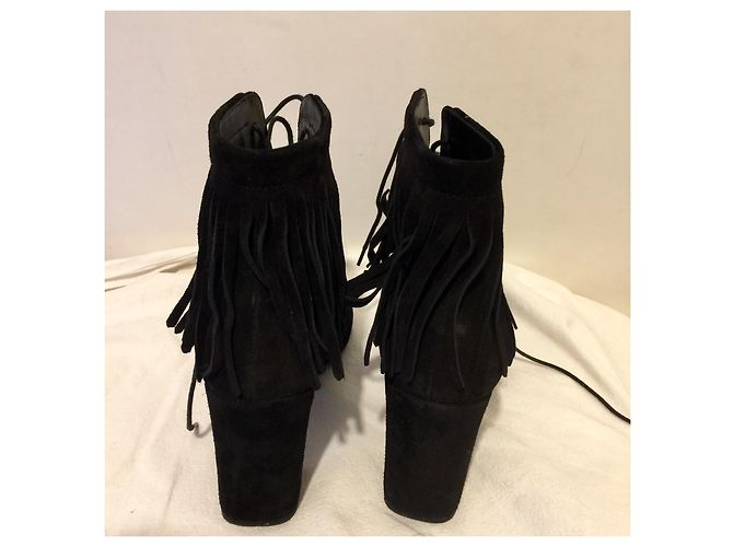 Stivaletti Saint Laurent stringati con frange Nero - vista 4