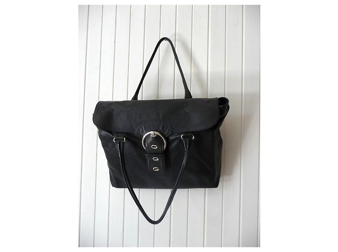 Séquoia SEQUOIA Vintage Tasche aus schwarzem Leder - Stofffutter - sehr guter Zustand - Ansicht 2