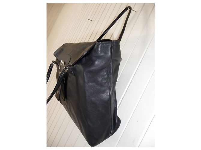 Séquoia SEQUOIA Vintage Tasche aus schwarzem Leder - Stofffutter - sehr guter Zustand - Ansicht 4