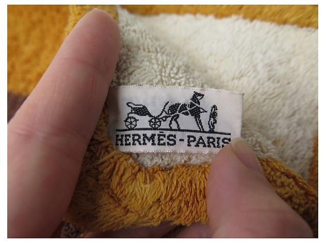 Hermès RARE DRAP DE PLAGE HERMES BASSET HOUND SERVIETTE BAIN COTON ORANGE BEACH TOWEL - vue 12