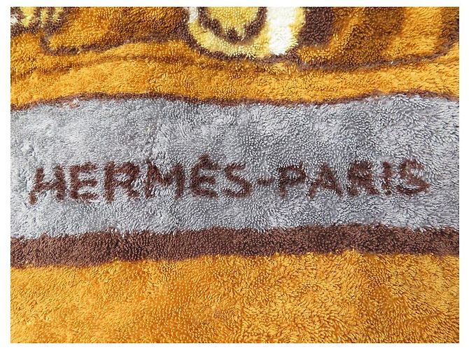 Hermès RARE DRAP DE PLAGE HERMES BASSET HOUND SERVIETTE BAIN COTON ORANGE BEACH TOWEL - vue 4