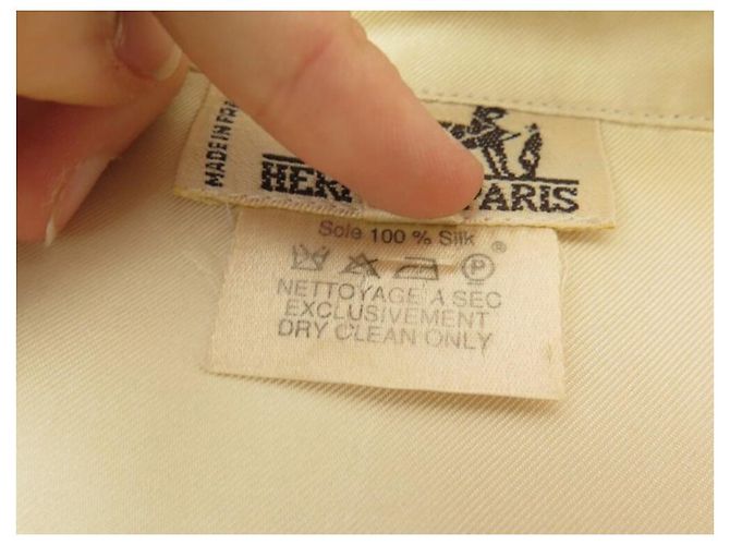 Hermès BLUSA HERMES BOTONES CLOUS DE SELLE TALLA M 40 CAMISA SEDA CRUDA Crudo - vista 3