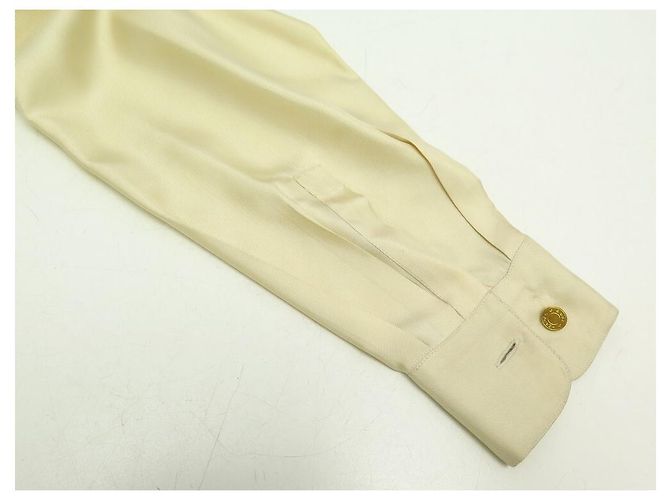 Hermès BLUSA HERMES BOTONES CLOUS DE SELLE TALLA M 40 CAMISA SEDA CRUDA Crudo - vista 8