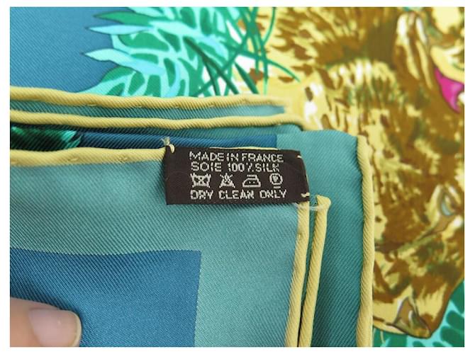 Hermès HERMES CHEEPARDS SCIARPA QUADRATA ROBERT DALLET 90 Sciarpa di seta turchese - vista 11