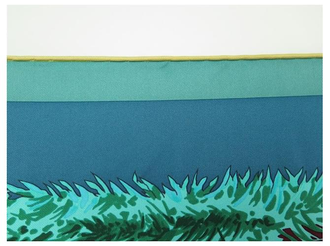 Hermès HERMES CHEEPARDS SCIARPA QUADRATA ROBERT DALLET 90 Sciarpa di seta turchese - vista 6