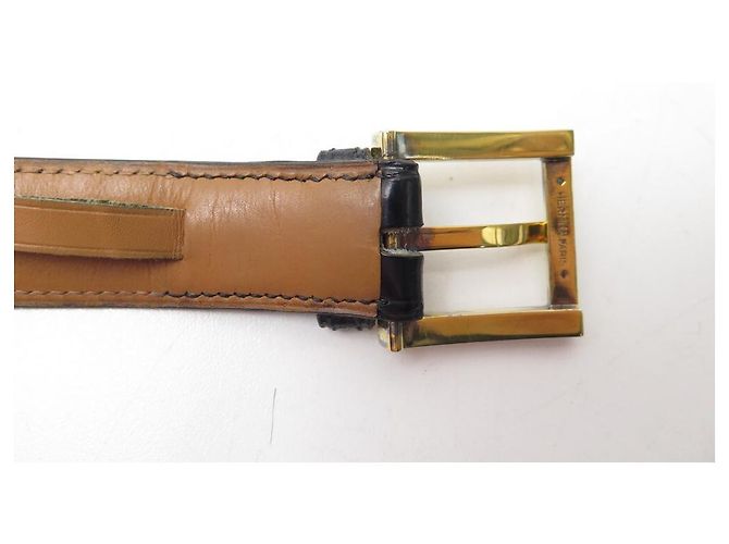 Hermès Cinto Hermes 80 FIVELA DE CINTO DE COURO DE CROCODILO PRETO E VERMEIL - vista 8