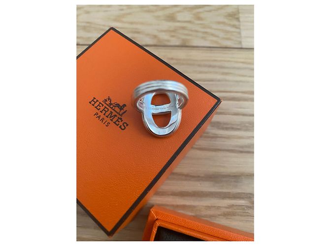 Hermès Small anchor chain ring Silvery - view 2