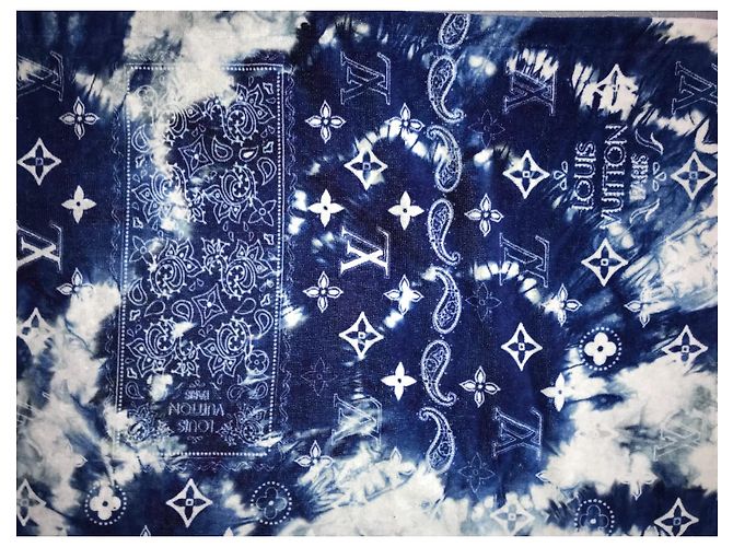Telo mare Louis Vuitton Monogram Bandana Blu Cotone - vista 2