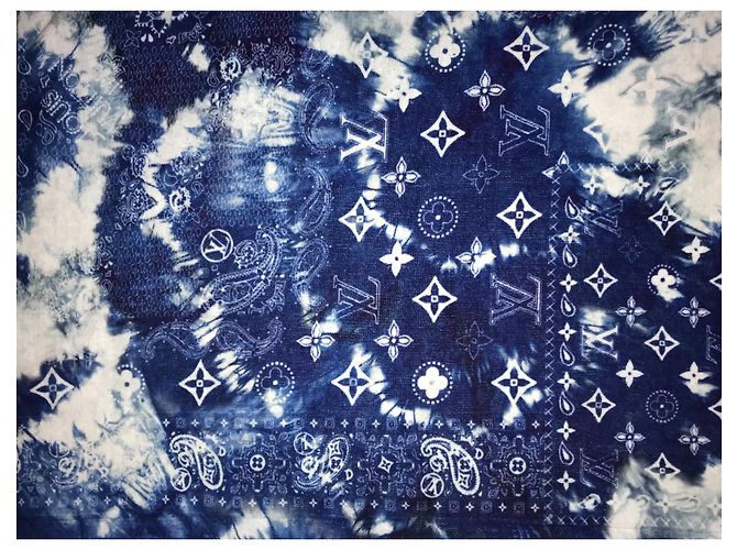 Telo mare Louis Vuitton Monogram Bandana Blu Cotone - vista 3