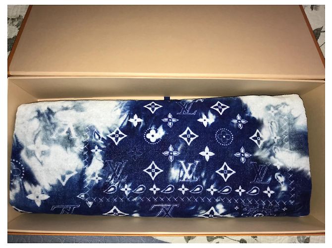 Telo mare Louis Vuitton Monogram Bandana Blu Cotone - vista 5