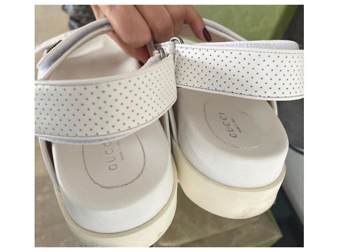 Sandali da papà in pelle Gucci GG EU37 Bianco - vista 2