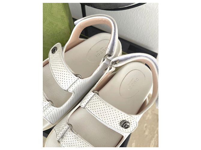 Sandali da papà in pelle Gucci GG EU37 Bianco - vista 4