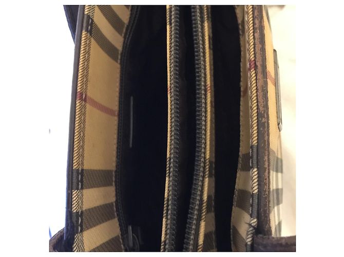 Burberry Sac à main Nova Check vintage avec 3 compartiments Marron Multicolore Beige - vue 12