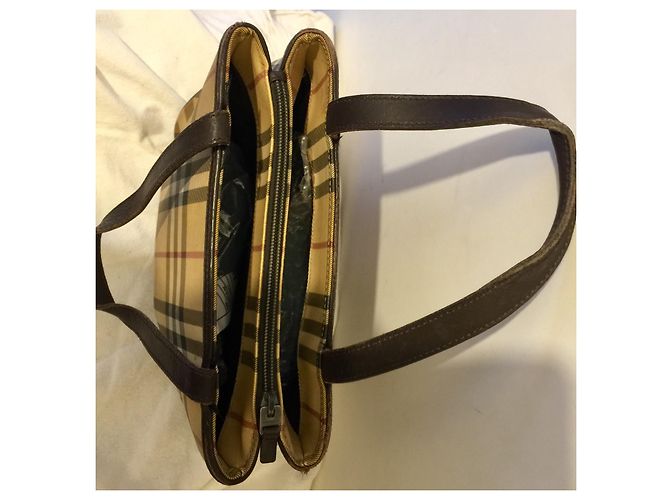 Burberry Sac à main Nova Check vintage avec 3 compartiments Marron Multicolore Beige - vue 3