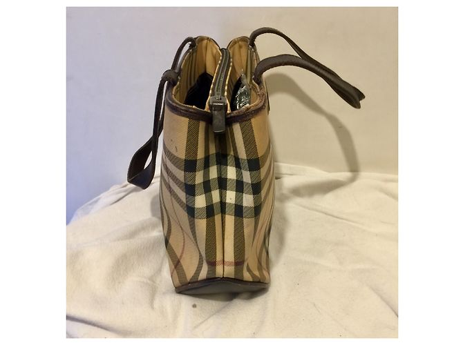 Burberry Sac à main Nova Check vintage avec 3 compartiments Marron Multicolore Beige - vue 4