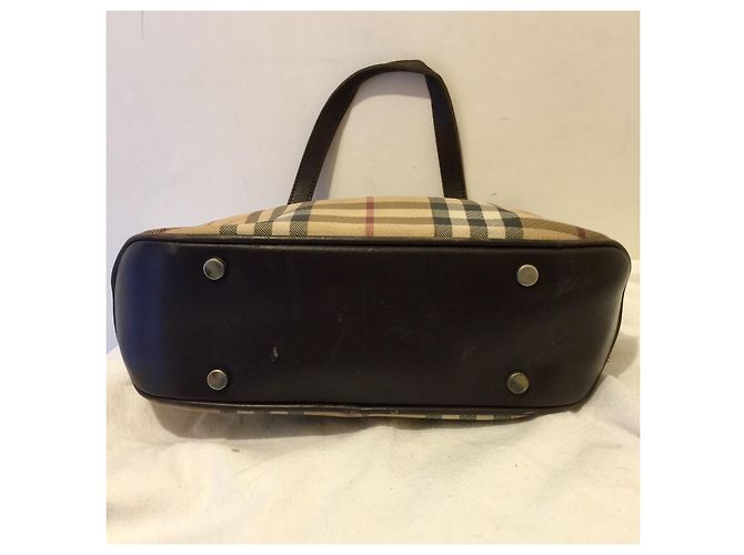 Burberry Sac à main Nova Check vintage avec 3 compartiments Marron Multicolore Beige - vue 6