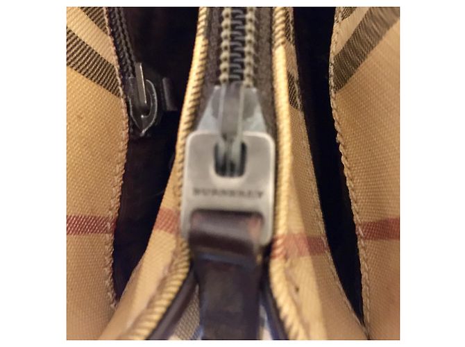 Burberry Sac à main Nova Check vintage avec 3 compartiments Marron Multicolore Beige - vue 9