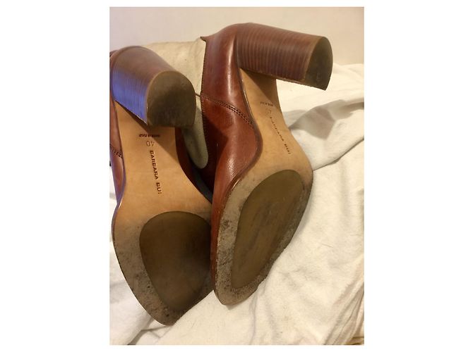 Botas de montar Barbara Bui de piel y lino Castaño Beige - vista 6
