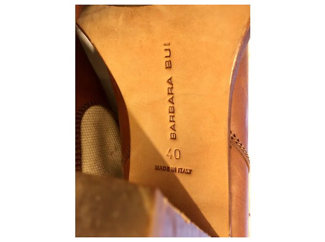 Botas de montar Barbara Bui de piel y lino Castaño Beige - vista 7
