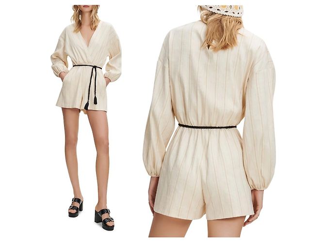 Mono Maje de lino elástico beige - vista 2