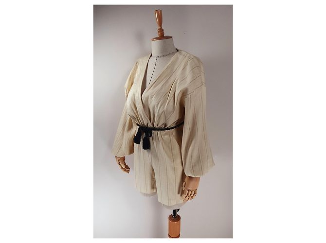 Mono Maje de lino elástico beige - vista 4