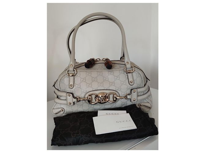 Gucci Wave Boston bag White off Guccissima leather Bianco - vista 8