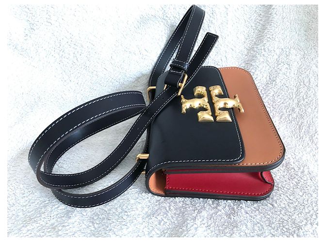Borsa Tory Burch Eleanor Blu in pelle - vista 8