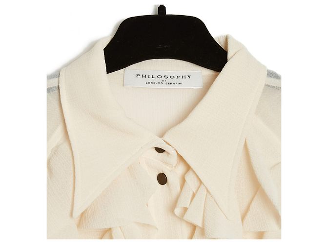 Philosophy di Lorenzo Serafini ELFENBEIN CREPE RÜSCHEN FR38 Roh - Ansicht 3