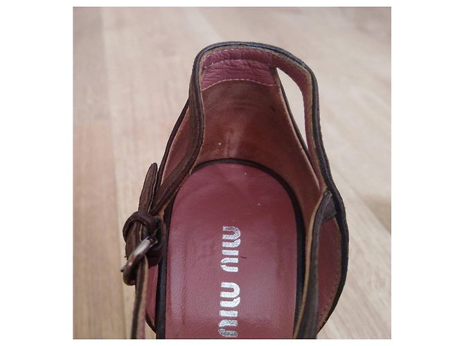 Miu Miu Pelz Absatzschuhe Dunkelbraun Größe 37 - Ansicht 7