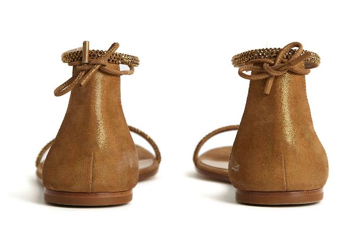Gianvito Rossi Sandals Bronze Camel Suede 38.5 Golden - view 4